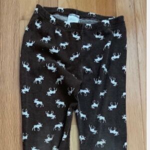 Calvin Klein Girl Thermal Pants READ Size 10 Moose Print Brown White Long Johns
